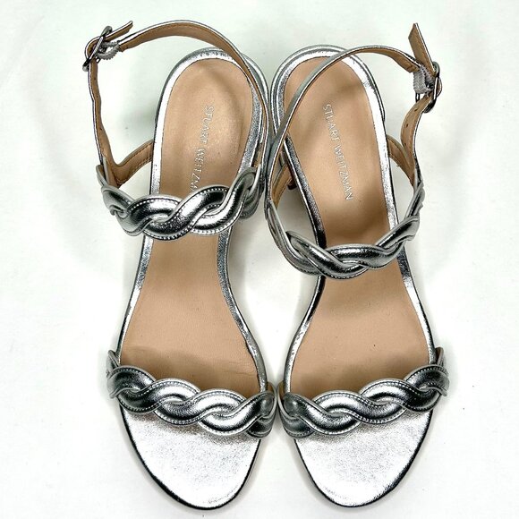 Stuart Weitzman Twistie Block Heel in Silver Size 6 - Picture 8 of 13